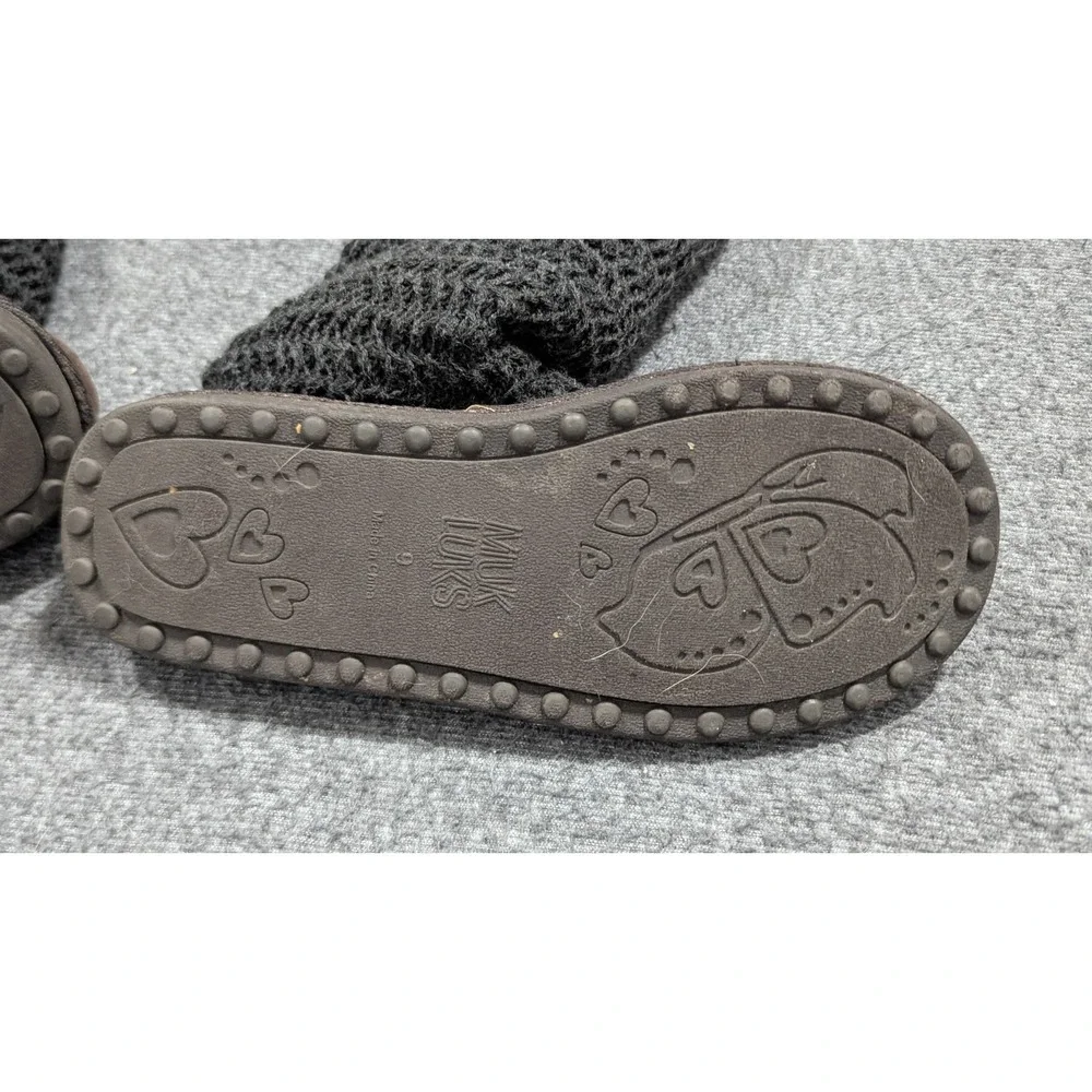 Muk Luks Boots Womens‎ 9 Gray Boho Suede  Brown Faux Fur Crotchet Sweater Boots